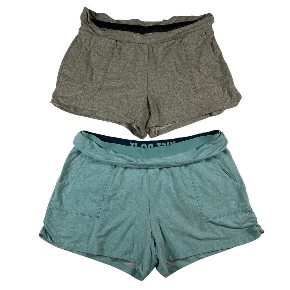 Nike Lot of 2 Pair Soft Jersey Wide Collared Waistband Athletic Shorts Size XL